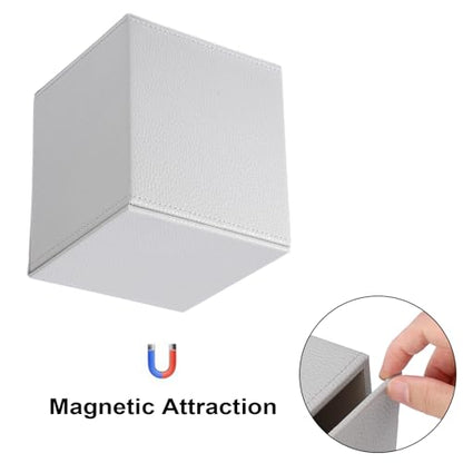 Sumnacon Tissue Box Cover Square Tissue Box Stylish PU Tissue Box Holder with Magnetic Bottom, Leather Cube Tissue Cover for Living Room Bathroom Bedroom Table Desk Home Office Car, Light Grey - color: Light Grey