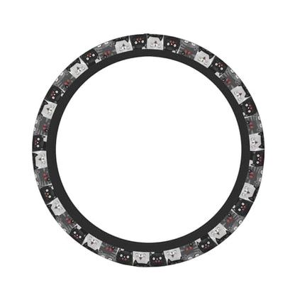 Cute Grey Cat Cats Kitty Kitten Kitties Car Steering Wheel Cover,Non-Slip Elastic Neoprene-Sweat Car Accessories,Universal 15 Inch Fit Auto, Vans Trucks,Suvs, Truck - color: Cat