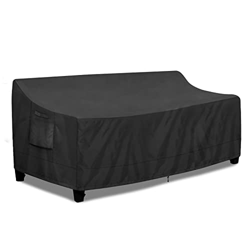 PureFit Outdoor Couch Cover Waterproof Patio Sofa Furniture Covers, 4-Seater Outdoor Cover with Air Vent and Handles, 104W x 40D x 35H Inches, Black - color: Black, size: 104"w X 40"d X 35"h