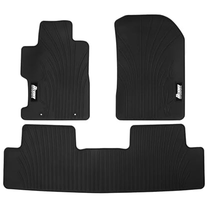 IKON MOTORSPORTS, Floor Mats Compatible with 2006-2011 Honda Civic Coupe & Sedan, Latex All Weather Easy Clean Interior Car Carpets Black Full Set 3 Pieces