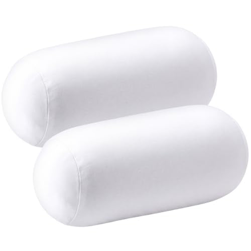 Geelin 2 Pcs Micro Bead Roll Pillow 11.8 x 6.3 Inch Pillow Bolster Soft Cylindrical Pillows for Sleeping Home Travel Neck Head Back Support Rest (White) - color: White