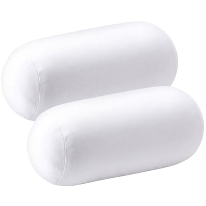 Geelin 2 Pcs Micro Bead Roll Pillow 11.8 x 6.3 Inch Pillow Bolster Soft Cylindrical Pillows for Sleeping Home Travel Neck Head Back Support Rest (White) - color: White