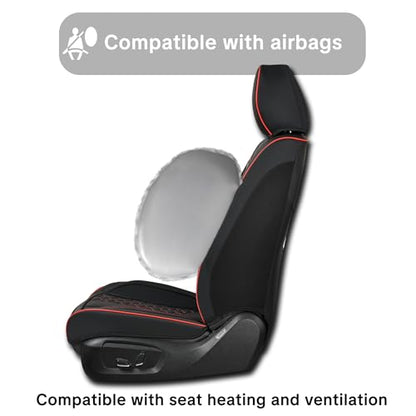 for Nissan Rogue 2008-2026 Car Seat Covers, Red Edge Car Seat Covers, Premium Leather, 5 Seats Full Set, Waterproof, Anti-Slip, Protect and Upgrade Seats, Beautify the Interior of Old Cars - color: Luxury_Black and Red Edge
