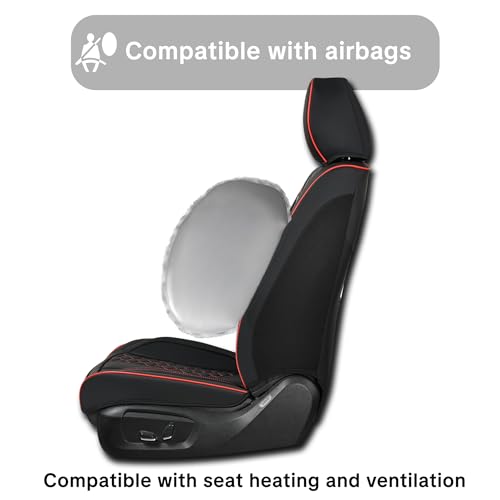 Black and Red Leather Car Seat Cover Set, with Lumbar Support | OEM-Inspired Interior Upgrade - color: A_Red Edge
