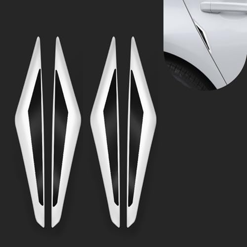 4 PCS Car Door Anti-Collision Strips, Self Adhesive Car Door Protector Trim Strips, Door Edge Bumper Guards, Universal for Most Cars (White Black) - color: White #Black