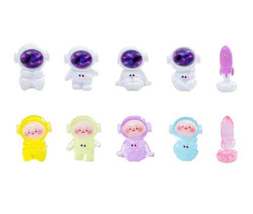 12PCS Mini Cute Astronaut Car Interior Accessories Dashboard Decorations, Luminous Car Dash Ornament Desktop Decor Rearview Mirror Ornament Computer Monitor Decor for Home Garden Office,Funny Gifts - color: White