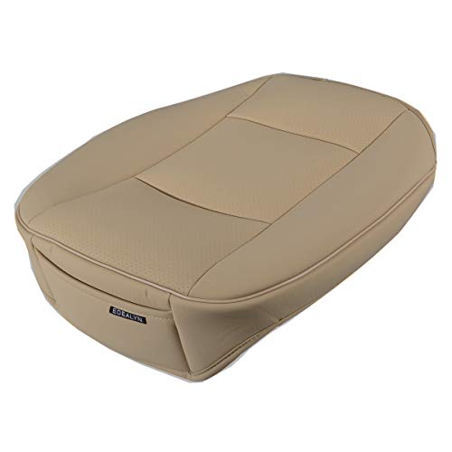 Luxury PU Leather Car Seat Cover Protector Front Car Seat Cover Seat Bottom Cover Single Seat Cover-Compatible with 90% Vehicles (Width 20.8× Deep21 × Thick 0.2 inch) (Beige) - color: Beige