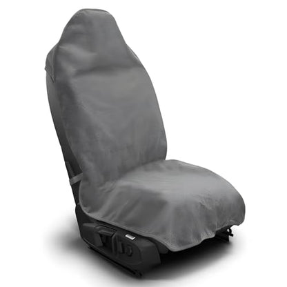 Car Towel Seat Cover, Waterproof Non-Slip Bucket Seat Protector for Running Swimming Hiking, Universal Machine Washable Front Seats Towel Protective Cover for Car SUV Truck (Gray)