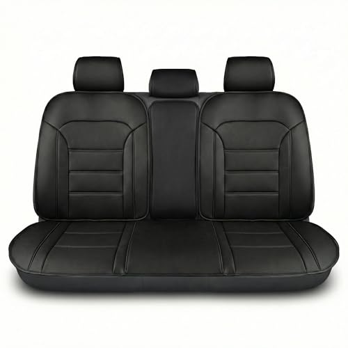 FH Group Car Seat Cover Cushion - Rear Seat Covers for Cars Trucks SUV, Faux Leather Car Seat Cushions, Waterproof Car Seat Cover Cushion, Universal Fit Car Seat protector Rear Set Black - color: Black - Rear Set