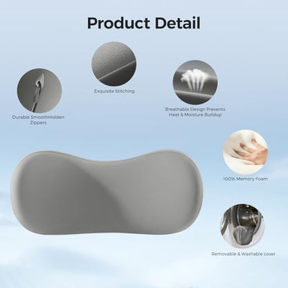 Lumbar Support Pillow - Back Pain Relief Cushion, Fits Tightly Around the Coccyx, Ergonomics Memory Foam, Skin-Friendly Fabric, Fit Car Drive, Office Chair, Rest Seat, Wheelchair (Gray) - color: Gray