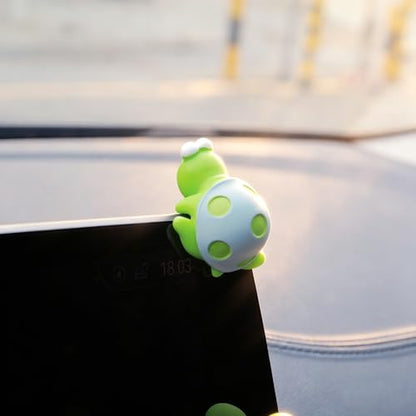 YGMONER 4Pcs Cute Resin Tortoise Figurines for Car Dashboard – Mini Turtle Ornaments for Car Monitor Decor, Small Animal Statue with Adhesive Stickers