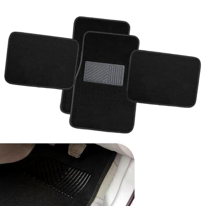 4 PCS Car Carpet Floor Mat, PVC Anti-slip Flame-retardant Car Mats, Breathable Comfort Front & Rear Carpet Mat Set, Universal for Most Cars, SUVs, Trucks (Black)