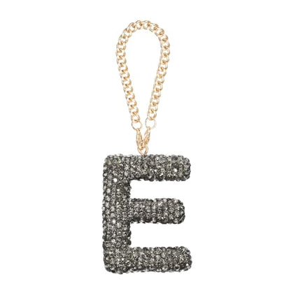 MECCANIXITY Bling Car Letter Charm, Initial E Letter Interior Car Rear View Mirror Decoration Hanging Crystal Ornaments for Women Bags Water Cup DIY Craft, Gray - style: E Letter