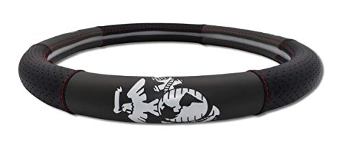 Elektroplate Officially Licensed US Marine Corps Premium Steering Wheel Cover - Medium Size - Fits Mid-Size SUVs and Trucks with Diameter 14.7” to 15.4”