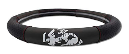 Elektroplate Officially Licensed US Marine Corps Premium Steering Wheel Cover - Medium Size - Fits Mid-Size SUVs and Trucks with Diameter 14.7” to 15.4”