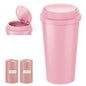 Pink Car Trash Can - Mini Leakproof Vehicle Trash Bin with Lid - Garbage Can for Car Cup Holder - Cute Passenger Princess Car Accessories - with 80 Pink Trash Bags