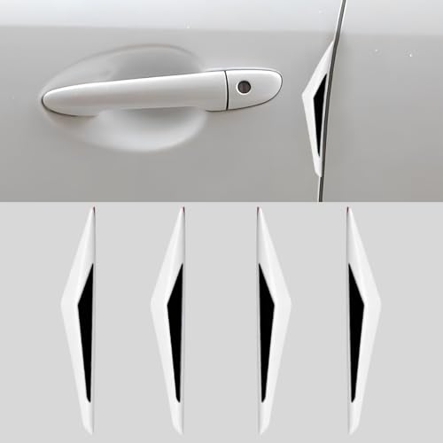 4PCS Car Door Edge Guards, 3D Anti-Scratch Anti-Collision Rearview Mirror Protector Trim Strip, Universal Self-Adhesive Auto Exterior Bumper Decorative Sticker for Cars/Trucks/SUVs(Black&White) - color: Black&White