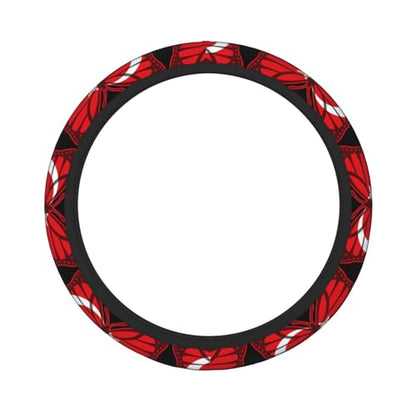 Butterfly Turkey Flag Breathable Neoprene Steering Wheel Cover - Anti-Slip Floral Design Universal Fit for Cars/Trucks/Suvs (14.5"-15" Inch) - color: Butterfly Turkey Flag