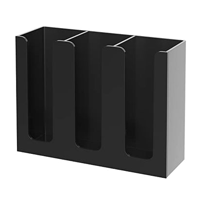 Acrylic Cup and Lid Holder, 3 Compartment, Disposable Coffee Cup Dispenser Cup Storage Organizer, Black - color: Black