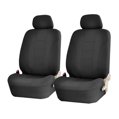 Car Seat Covers for Front Seat, Polyester Breathable Washable Elastic, Vehicle Seats Protector with Removable Headrest, Universal for Most Vans, Trucks, SUVs (Black) - color: Black
