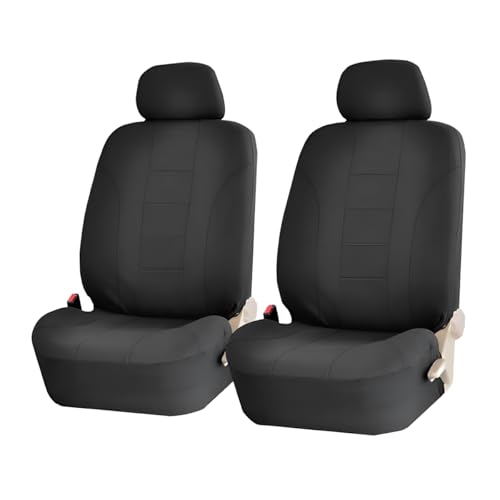 Car Seat Covers for Front Seat, Polyester Breathable Washable Elastic, Vehicle Seats Protector with Removable Headrest, Universal for Most Vans, Trucks, SUVs (Black) - color: Black