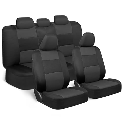 BDK PolyPro Car Seat Covers Full Set – Universal Fit Front & Rear Split Bench Covers for Cars, Trucks, SUVs & Vans, Breathable Durable Material, Easy Installation, Charcoal Black - color: Charcoal Gray