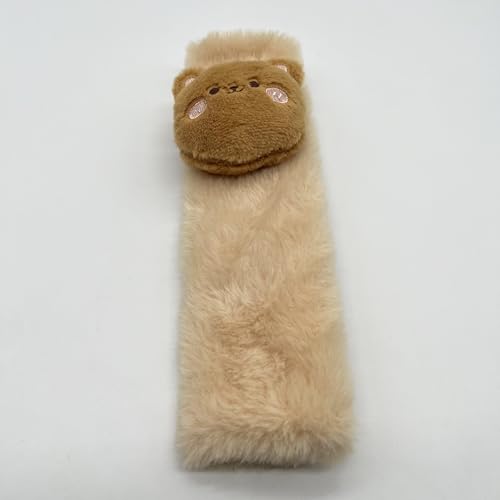 Baby Car Seat Neck Cover, Baby Strap Pad, Car Seat Strap Cover, Car Seat Belt Cover Boy Girl, Baby Neck Pad, Car Strap Pad Fleece, Belt Pad Plush Doll, Seat Belt Pads (Bear Doll in Brown Fleece) - color: Bear doll in brown