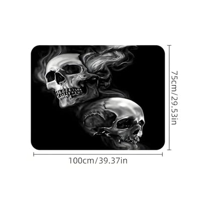 Universal Car Trunk Mat 29" x 39", Black Skull Print All Weather Trunk Protection Cargo Liner, Durable Cargo Mat Rear Trunk Liner, Stylish Vehicle Interior Accessories Suitable for Most Car Models - color: Black Skull Print
