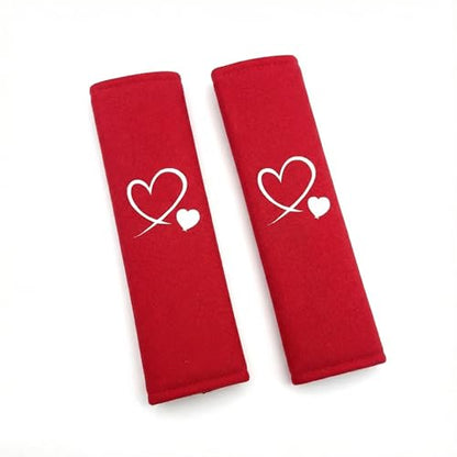 2 Pack Seat Belt Shoulder Pads - Universal Soft Car Seatbelt Covers for Comfort & Protection, Adjustable Strap(for Men & Women) (Lovely, Red)