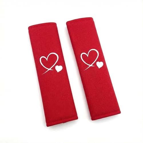 2 Pack Seat Belt Shoulder Pads - Universal Soft Car Seatbelt Covers for Comfort & Protection, Adjustable Strap(for Men & Women) (Lovely, Red)