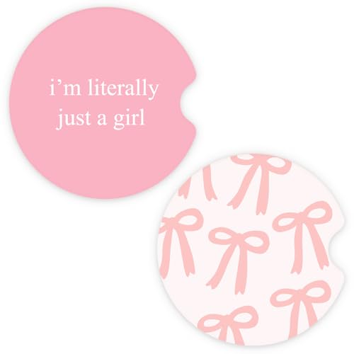 Ceramic Car Coasters – Absorbent Car Cup Holder Coaster Set for Women, Cute Aesthetic Car Accessories for Girls, 2 Pack (Mauve) - color: Mauve