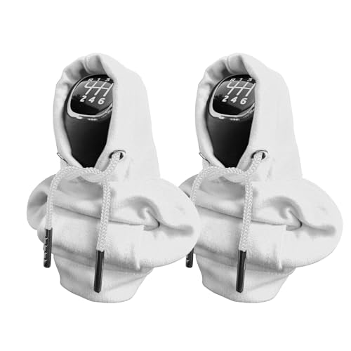 2PCS Gear Shift Hoodie, Universal Car Shift Knob Cover, Automotive Interior Cute Gadgets, Car Accessories and Decorations Mini Hoodie for Car Shifter - color: White, size: 2 Piece