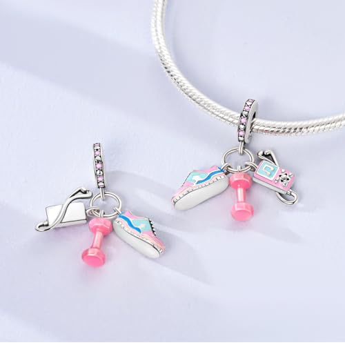 NARMO Charms for Bracelets 925 Sterling Silver Star Dangle Charms Car Keys Lipstick Dangle Charm Beads for Women Bracelets Necklace - color: Sneakers