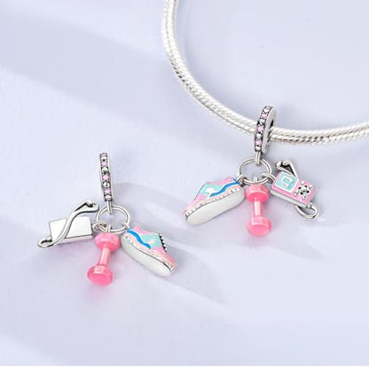 NARMO Charms for Bracelets 925 Sterling Silver Star Dangle Charms Car Keys Lipstick Dangle Charm Beads for Women Bracelets Necklace - color: Sneakers
