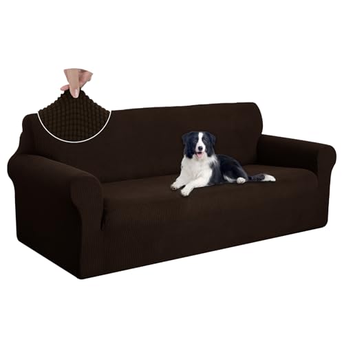 U-NICE HOME Stretch Couch Cover Sofa Cover Sofa Slipcover Furniture Protector for 4 Cushion Couch Sofa Pet Friendly(Oversized Sofa, Chocolate) - color: Chocolate, size: Xl Sofa