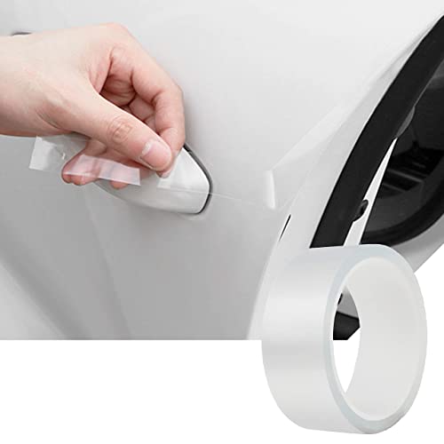 MYFAMIREA Car Door Transparent Seal Strip Door Edge Cover Guard Strips Entry Sill Guard Scuff Plate Protectors Invisible Universal Anti-Scratch Waterproof Tape for Rear Bumper (33Ft x 1.2In) - color: Transparent, size: 33Ft x 1.2In