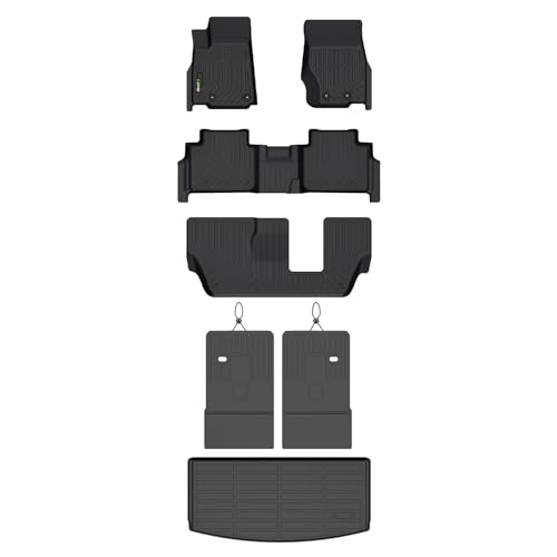Floor Mats & Cargo Liner for Jeep Grand Cherokee L 2021-2025 (7-Passenger) with Backrest Mat, All Weather TPE Heavy Duty Automotive Floor Liners Full Set Accessories Black - style: 21) For Grand Cherokee L 2021-2025 (7-Seat) Set