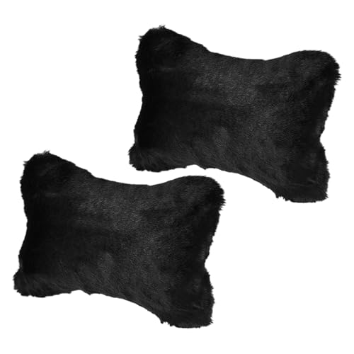 X AUTOHAUX 1 Pair Furry Car Seat Neck Pillows Soft Fluffy Warm Car Headrest Pillows Head Support Car Decor Accessories Black - color: Black