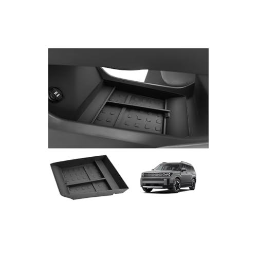LUWU Lower Center Console Tray Storage Box for 2024 2025 2026 Hyundai Santa Fe SE/SEL/XRT/Limited/Calligraphy Accessories Armrest Console Organizer TPE Material 2025 2026 Santa Fe Accessories Black - color: 2024-2026 Santa Fe Lower Organizer