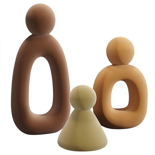 XINXUAN Abstract Three Sculptures - Minimalist Home Decoration, Modern Living Room Character Design, Desktop Decoration, Neutral Resin Art, Meaningful Home Gifts ﻿ (Flocking Color) - color: Flocking Color