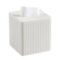 PU Leather Tissue Box Cover Square Tissue Box Holder with Magnetic Closure (Ivory Fluted) - color: Ivory Fluted