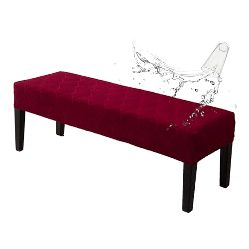 Waterproof Dining Room Bench Covers, Stretch Jacquard Bench Seat Protector Cover, Rectangular Bench Cover for bedrooms, Living Rooms, Kitchens, Removable, Washable (Wine red) - color: Wine Red, size: Leaf