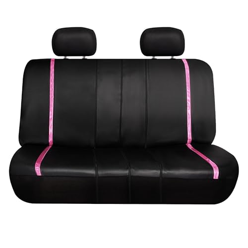 FH Group Galaxy13 Metallic Striped Deluxe Leatherette Car Seat Covers with Matching Carpet Floor Mats – Full Set, Universal Fit, Airbag Compatible for Cars, SUVs & Sedans, Pink - color: Pink