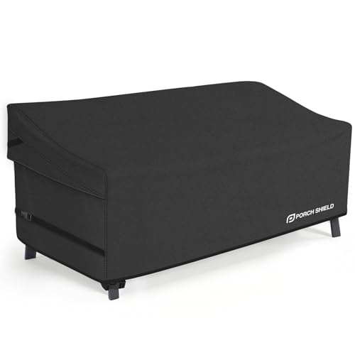Porch Shield Patio 3-Seater Sofa Cover - Waterproof Outdoor Couch Deep Seat Sofa Cover 86W x 38D x 35H inch, Black - color: Black, size: 86"W x 38"D x 35"H
