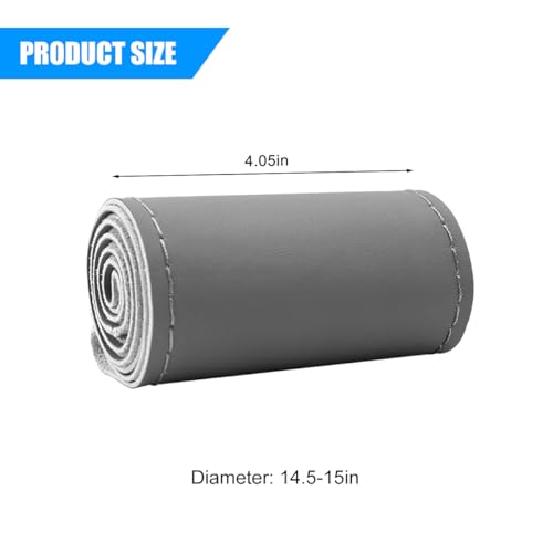 Genuine Leather Car Steering Wheel Cover, DIY Sewing Stitch on Wrap Auto Wheel Cover with Needle Thread, Breathable Anti-Slip Vehicle Steering Stitching Protector, Universal Fit (Gray/Glossy) - color: Gray/Glossy