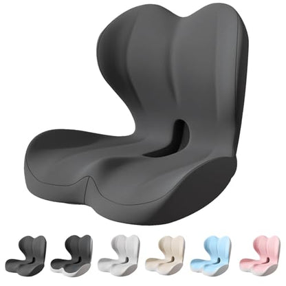 Back and Seat Cushion, Car Seat Cushion, Soothe+ Cushion, Memory Foam L-Shaped Integrated Seat Cushions Lumbar & Lower Back Support for Office Chair, Car (Black-C) - color: Black-c