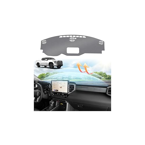 Upgraded Gray Dashboard Cover for 2022-2026 Toyota Tundra Accessories,Custom Fit Dash Cover Mat Carpet Sunshade Pad UV Protection Anti-Glare Non-Slip【Sensor Friendly】 - size: 22+Tundra Dash Cover(Gray)
