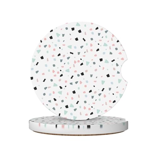 Abstract Pattern Car Coasters for Cup Holders,2 Pack Car Cup Holder Coasters for Car,Ceramic Absorbent Car Coaster with A Finger Notch and Cork Base,Car Interior Accessories for Women Men - color: Abstract Pattern