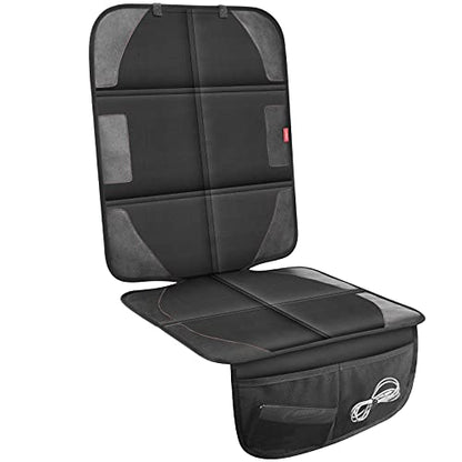 Car Seat Protector with Thickest Padding,Waterproof 600D with Storage Pockets,Non-Slip Pets Fabric Child Baby Cover Leather Reinforced Vehicle Seat 1 Pack (Black) - color: Black