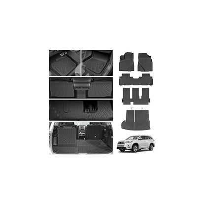 Cartist Floor Mats for Toyota Highlander 7 Seats (Not for Hybrid Models) 2014-2019, All Weather Cargo Liner for Highlander Accessories, Heavy Duty TPE Cargo Mats, Car Accessories - size: 1)Toyota Highlander 14-19 7 Seat Full Set